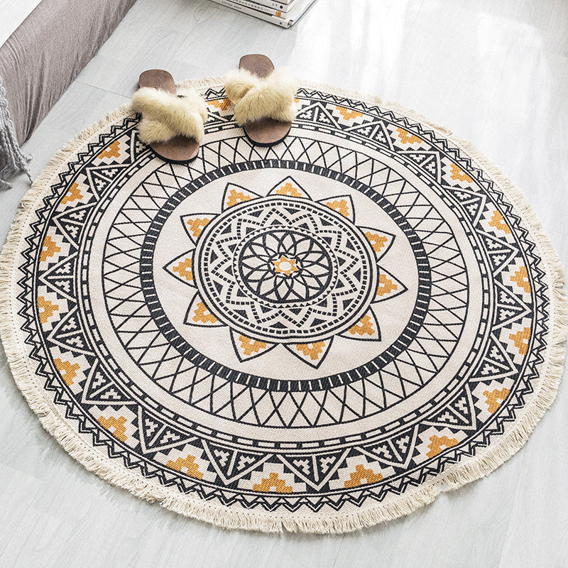 Sikunuo | Multicolored, tribal patterned rug made of cotton blend, ethnic rug, easy to care for, hand-woven rug with tassels for the bedroom