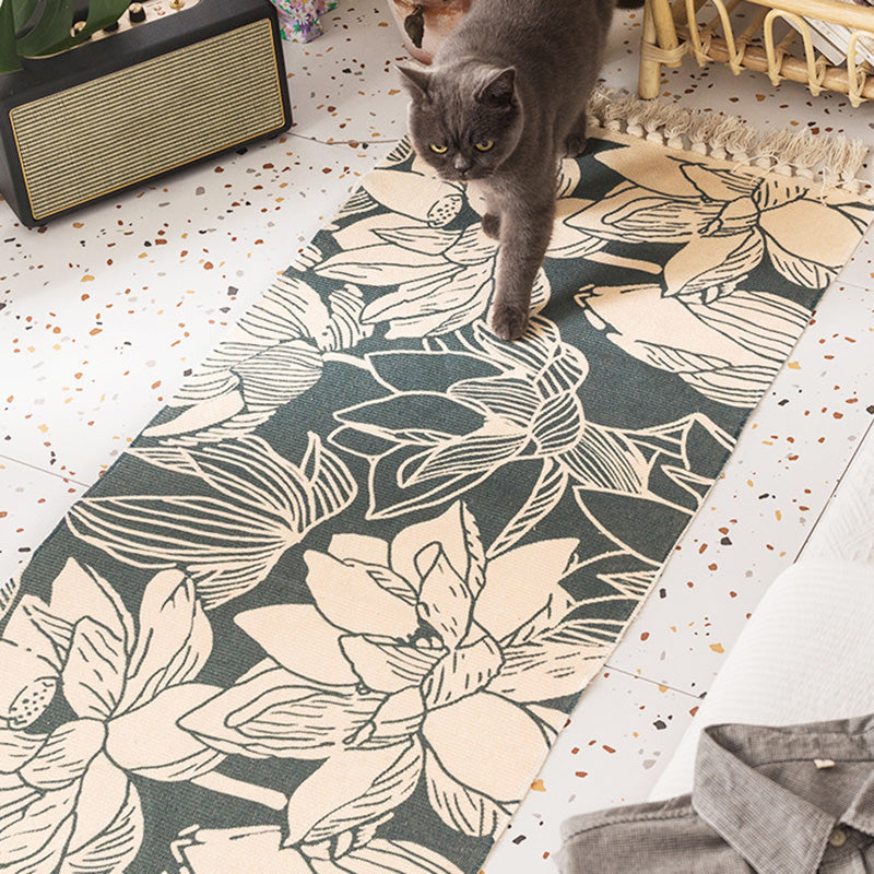 Sikunuo | Nostalgia Tribal Pattern Rug Multicolored Synthetic Area Rug Pet-Friendly Easy Care Rug with Fringes for Bedroom