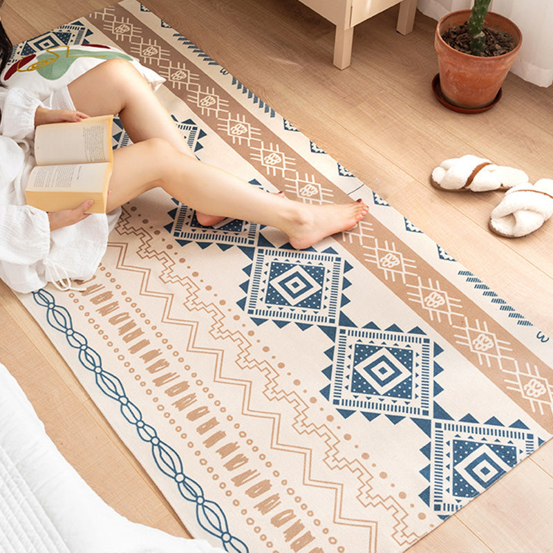Sikunuo | Southwest Bedroom Carpet Multi Color Tribal Pattern Area Rug Cotton Blend Machine Washable Stain Resistant Rug