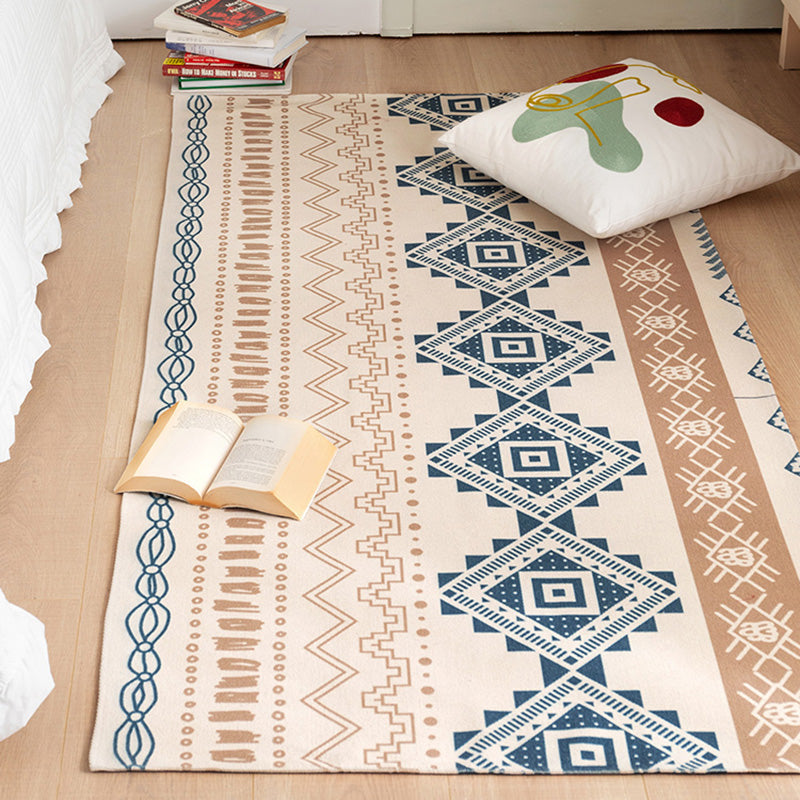 Sikunuo | Southwest Bedroom Carpet Multi Color Tribal Pattern Area Rug Cotton Blend Machine Washable Stain Resistant Rug