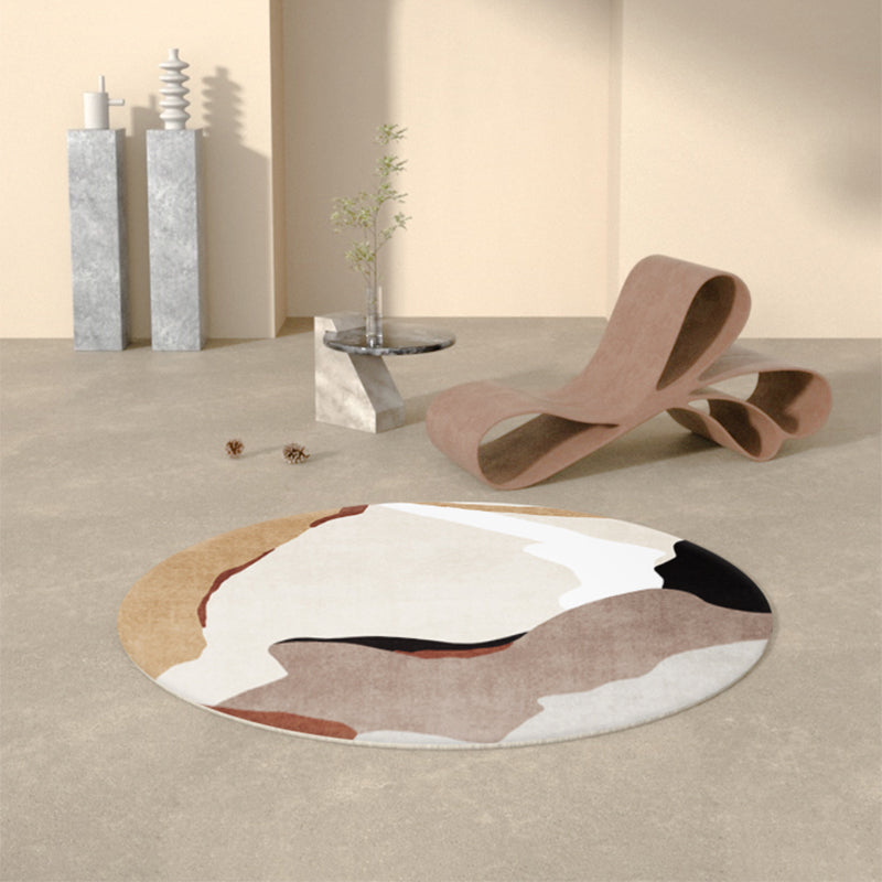 Sikunuo | Multi Color Home Decor Rug Trendy Abstract Printed Area Rug Polyester Non-Slip Backing Washable Rug