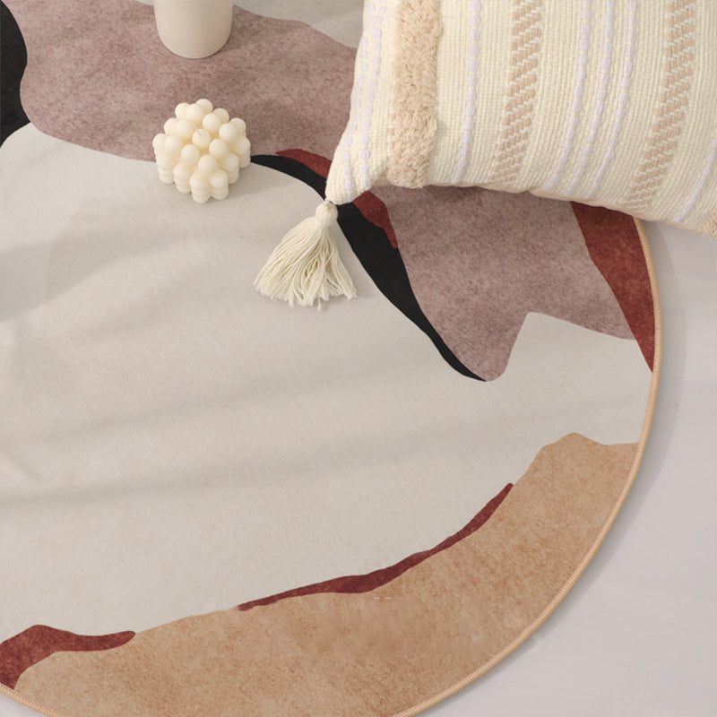 Sikunuo | Multi Color Home Decor Rug Trendy Abstract Printed Area Rug Polyester Non-Slip Backing Washable Rug