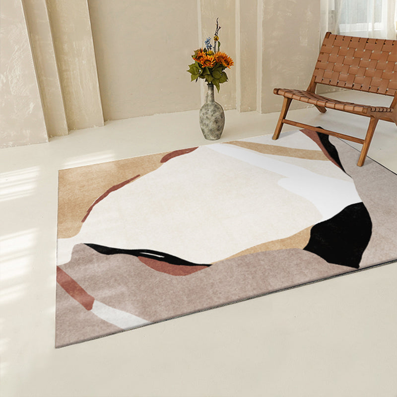 Sikunuo | Multi Color Home Decor Rug Trendy Abstract Printed Area Rug Polyester Non-Slip Backing Washable Rug