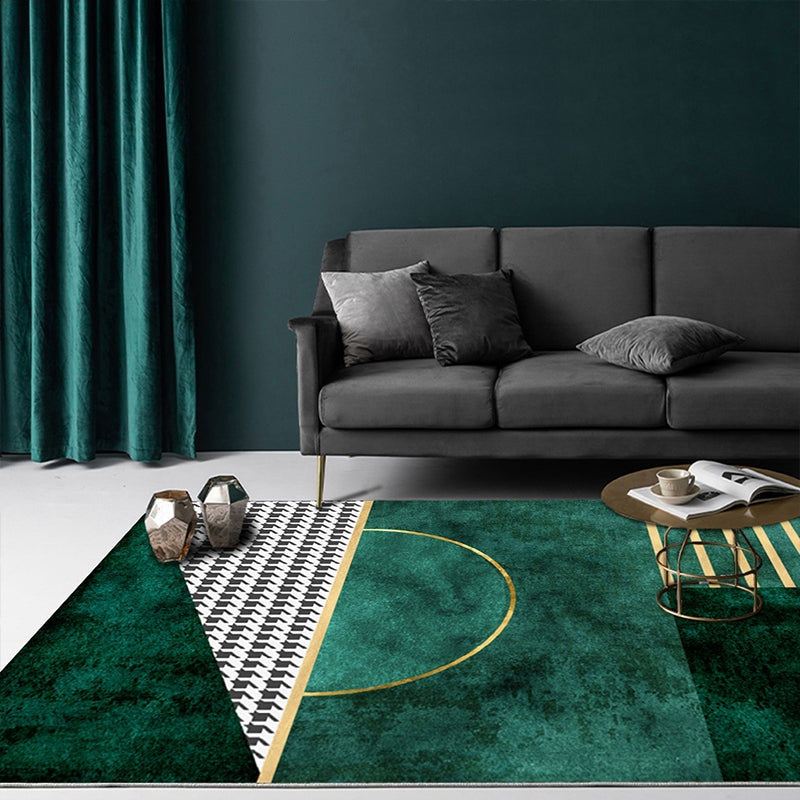 Sikunuo | Novelty Abstract Printed Carpet Multi Colored Cotton Blend Area Rug Easy Maintenance Non-Slip Backing Carpet for Living Room