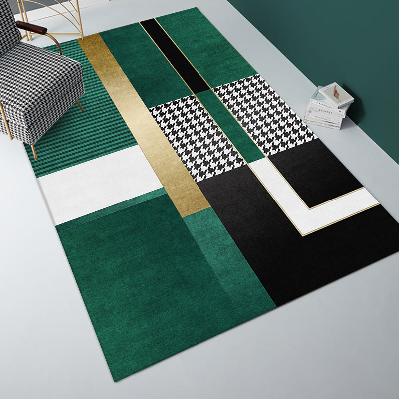 Sikunuo | Novelty Abstract Printed Carpet Multi Colored Cotton Blend Area Rug Easy Maintenance Non-Slip Backing Carpet for Living Room