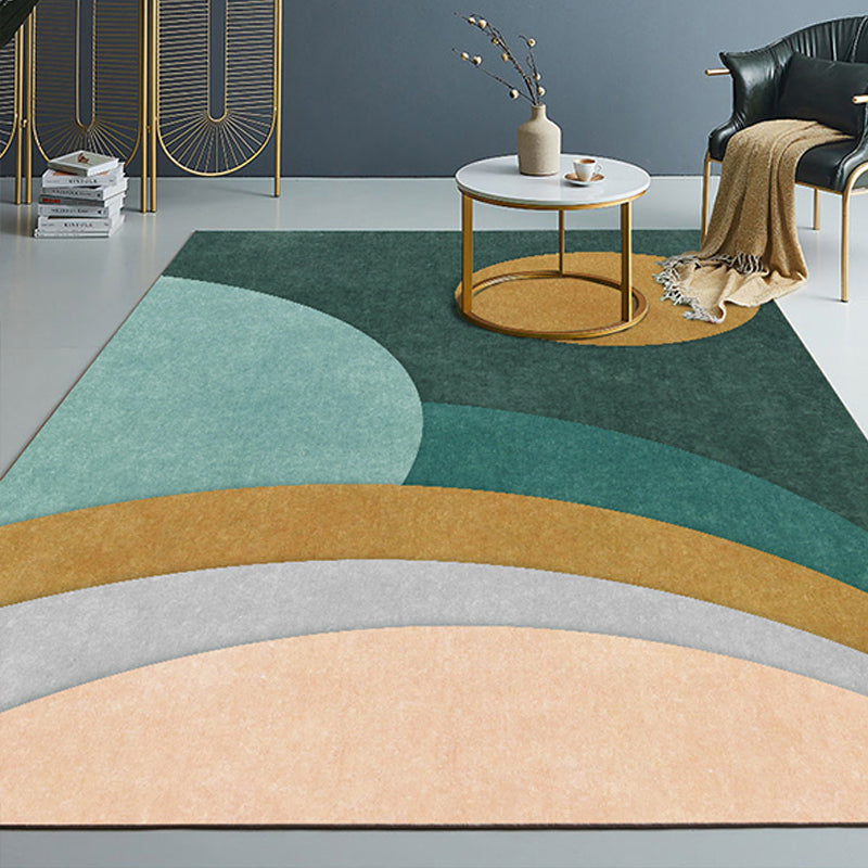 Sikunuo | Novelty Abstract Printed Carpet Multi Colored Cotton Blend Area Rug Easy Maintenance Non-Slip Backing Carpet for Living Room