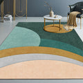 Sikunuo | Novelty Abstract Printed Carpet Multi Colored Cotton Blend Area Rug Easy Maintenance Non-Slip Backing Carpet for Living Room