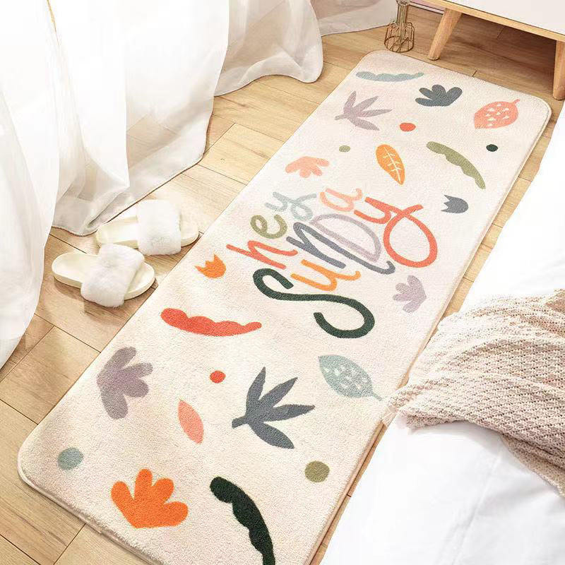 Sikunuo | Southwest Bedroom Carpet Multi-colored Cartoon Printed Area Rug Synthetic Non-slip Rug Machine Washable Rug