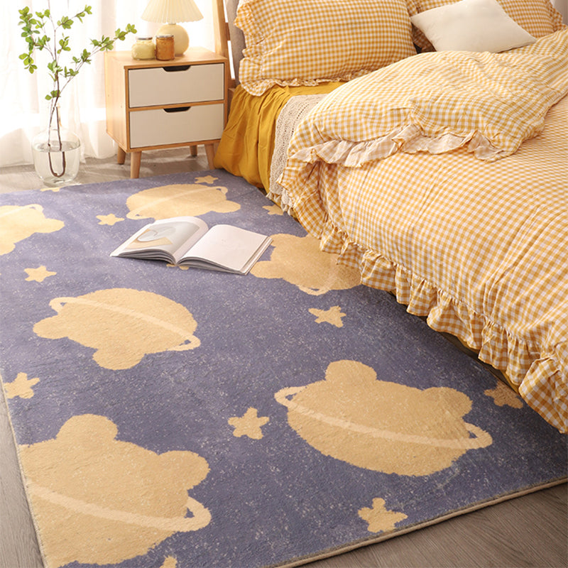 Sikunuo | Beautiful children's room carpet Multicolored cartoon print area rug synthetic non-slip backing pet-friendly carpet