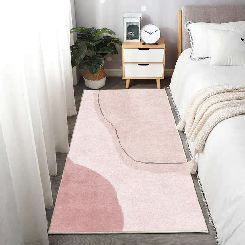 Sikunuo | Relaxing abstract printed rug multicolored lambswool rug non-slip backing pet-friendly washable rug for rooms