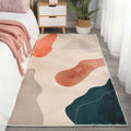 Sikunuo | Relaxing abstract printed rug multicolored lambswool rug non-slip backing pet-friendly washable rug for rooms