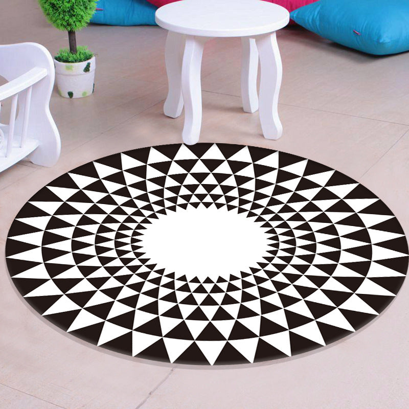 Sikunuo | Multicolored unique rug Synthetic 3D geometric print rug non-slip backing pet-friendly rug for bedroom