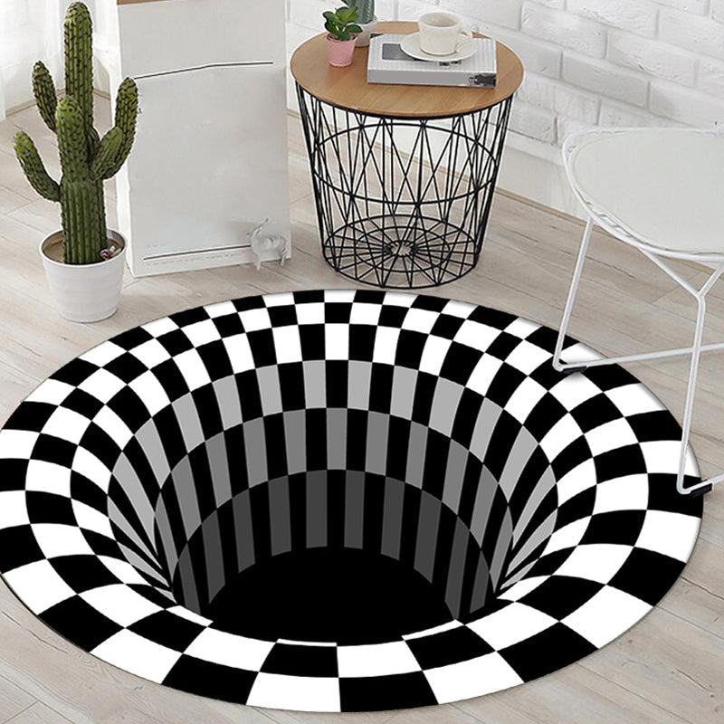 Sikunuo | Scandinavian decorative carpet Multicolored 3D check carpet Polypropylene Easy care Machine washable carpet