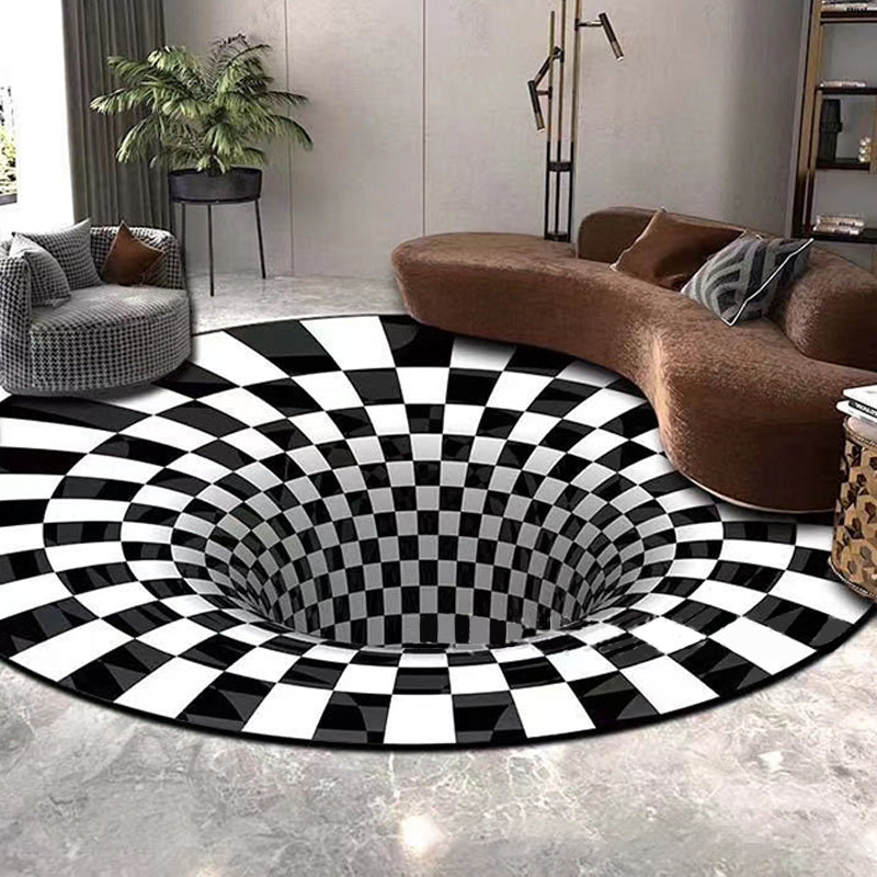 Sikunuo | Scandinavian decorative carpet Multicolored 3D check carpet Polypropylene Easy care Machine washable carpet
