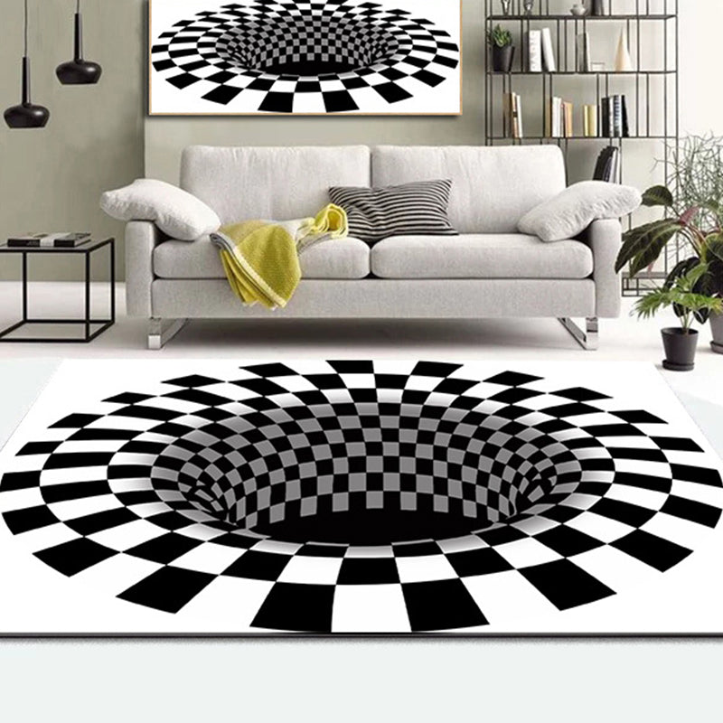 Sikunuo | Colorful Living Room Rug Funky 3D Geometric Rug for Indoor Use Synthetic Non-Slip Back Washable Rug