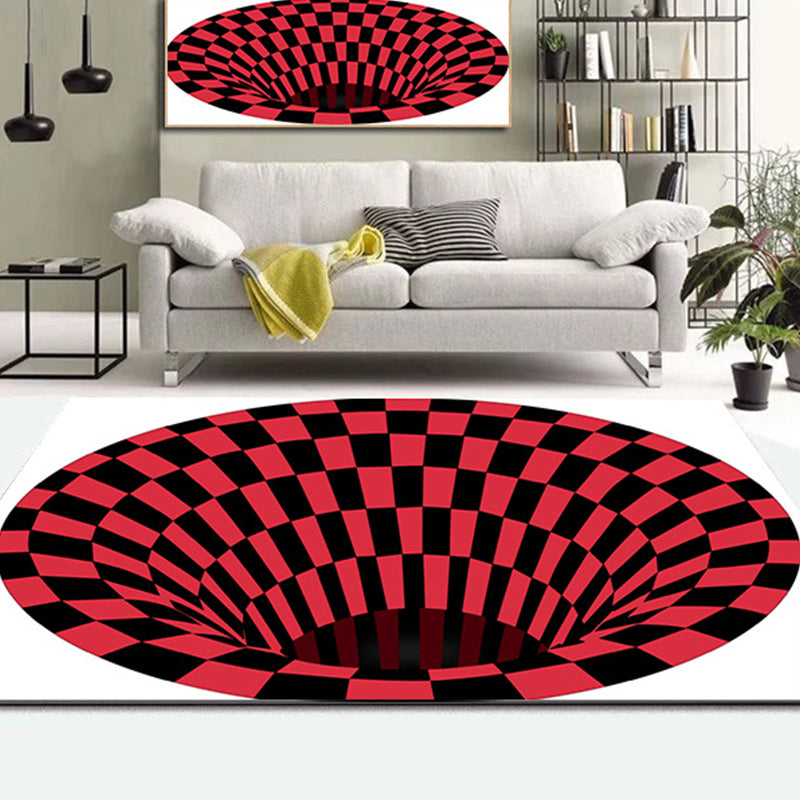 Sikunuo | Colorful Living Room Rug Funky 3D Geometric Rug for Indoor Use Synthetic Non-Slip Back Washable Rug