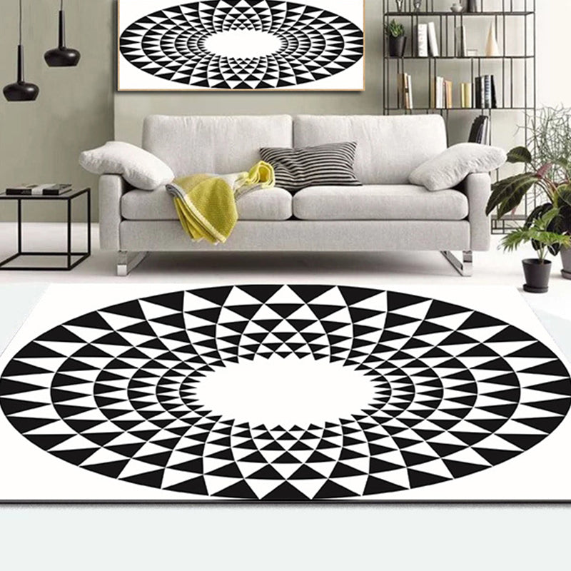 Sikunuo | Colorful Living Room Rug Funky 3D Geometric Rug for Indoor Use Synthetic Non-Slip Back Washable Rug