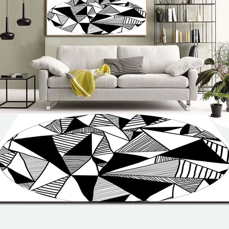 Sikunuo | Colorful Living Room Rug Funky 3D Geometric Rug for Indoor Use Synthetic Non-Slip Back Washable Rug