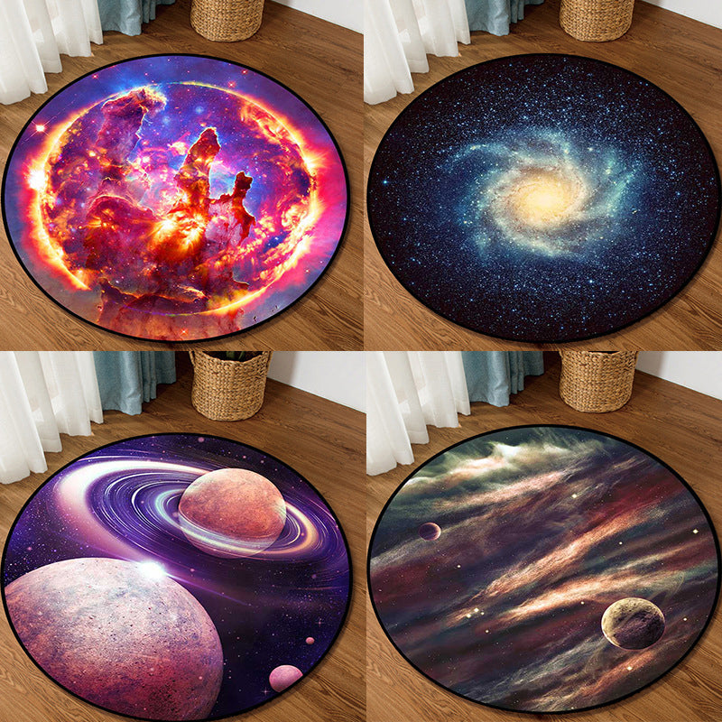 Sikunuo | Colorful Children's Room Rug Contemporary Space 3D Printed Carpet Polyester Non-Slip Washable Rug
