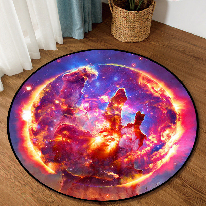 Sikunuo | Colorful Children's Room Rug Contemporary Space 3D Printed Carpet Polyester Non-Slip Washable Rug