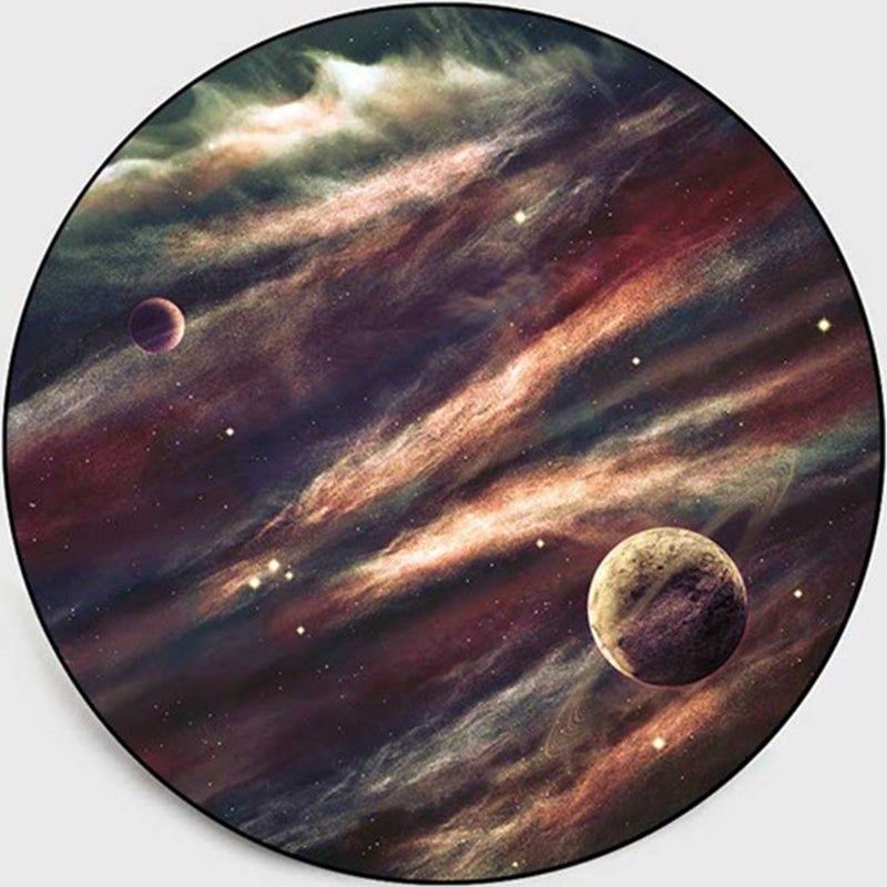 Sikunuo | Colorful Children's Room Rug Contemporary Space 3D Printed Carpet Polyester Non-Slip Washable Rug