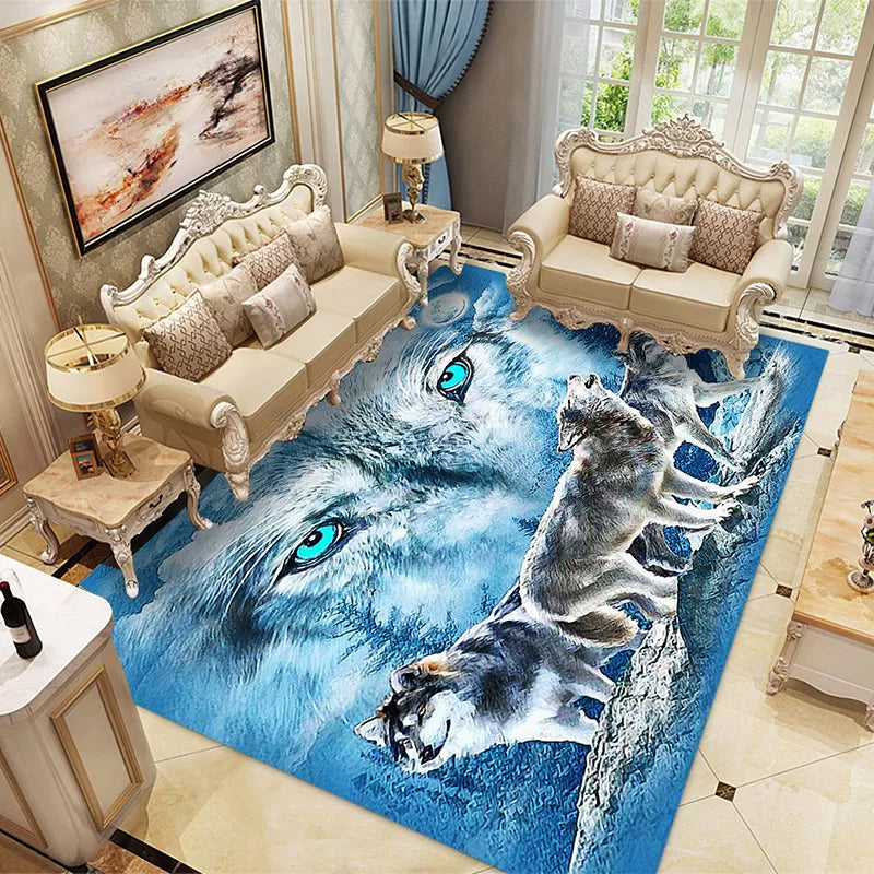 Sikunuo | Multicolored Children's Room Rug Unique 3D Animal Area Rug Polyester Pet-Friendly Non-Slip Washable Rug