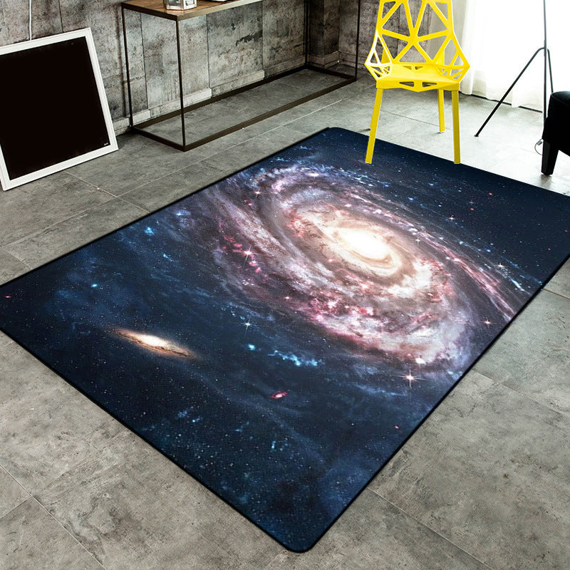 Sikunuo | Calming Kids Rug Multicolor 3D Starry Sky Pattern Rug Polypropylene Non-slip Machine Washable Rug