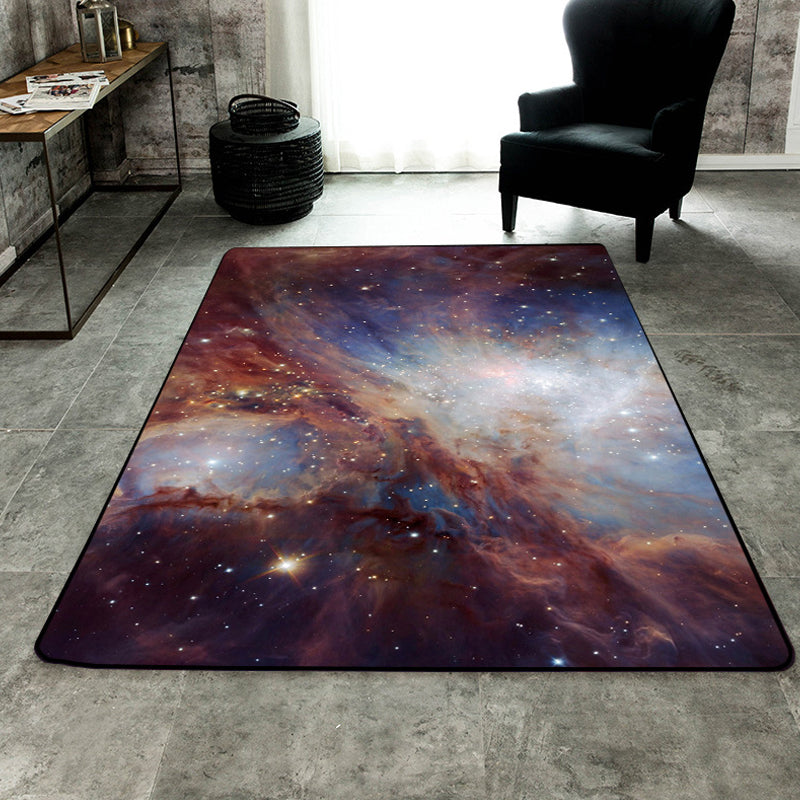 Sikunuo | Calming Kids Rug Multicolor 3D Starry Sky Pattern Rug Polypropylene Non-slip Machine Washable Rug