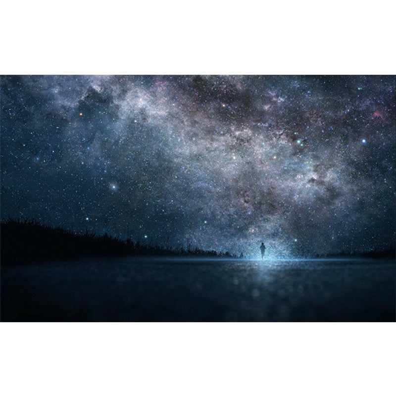 Sikunuo | Soothing Children's Rug Multicolor 3D Starry Sky Pattern Rug Polypropylene Non-Slip Machine Washable Rug