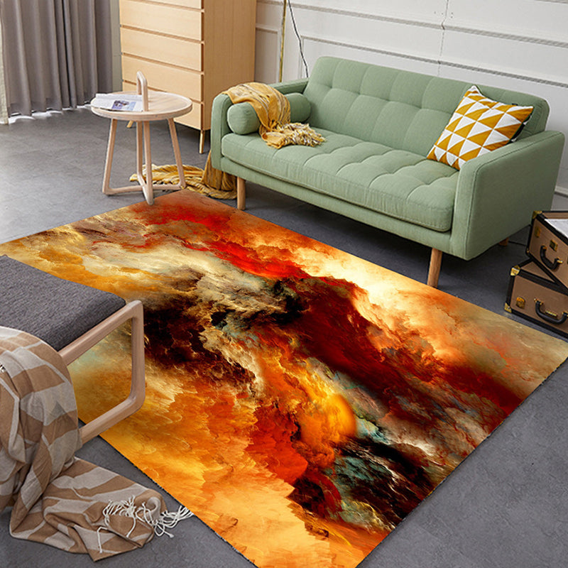 Sikunuo | Colorful Relaxation Area Rug Cotton Blend Cartoon Pattern Indoor Rug Machine Washable Non-Slip Rug for Décor