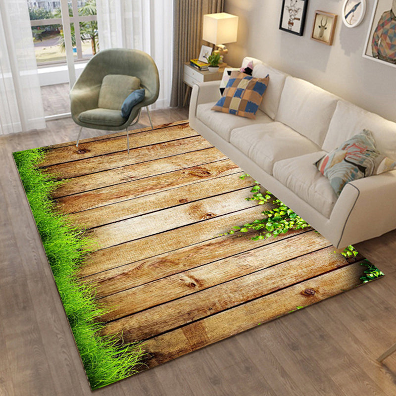 Sikunuo | Colorful Relaxation Area Rug Cotton Blend Cartoon Pattern Indoor Rug Machine Washable Non-Slip Rug for Décor