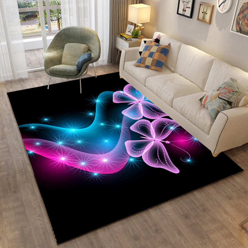 Sikunuo | Colorful Relaxation Area Rug Cotton Blend Cartoon Pattern Indoor Rug Machine Washable Non-Slip Rug for Décor