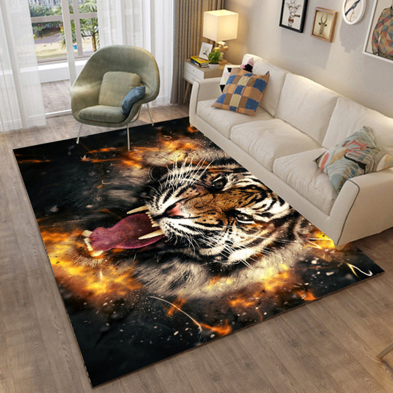 Sikunuo | Colorful Relaxation Area Rug Cotton Blend Cartoon Pattern Indoor Rug Machine Washable Non-Slip Rug for Décor