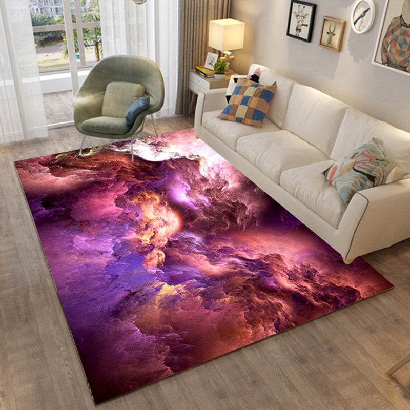 Sikunuo | Colorful Relaxation Area Rug Cotton Blend Cartoon Pattern Indoor Rug Machine Washable Non-Slip Rug for Décor