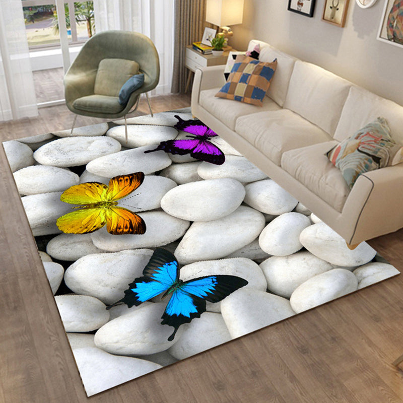 Sikunuo | Colorful Relaxation Area Rug Cotton Blend Cartoon Pattern Indoor Rug Machine Washable Non-Slip Rug for Décor