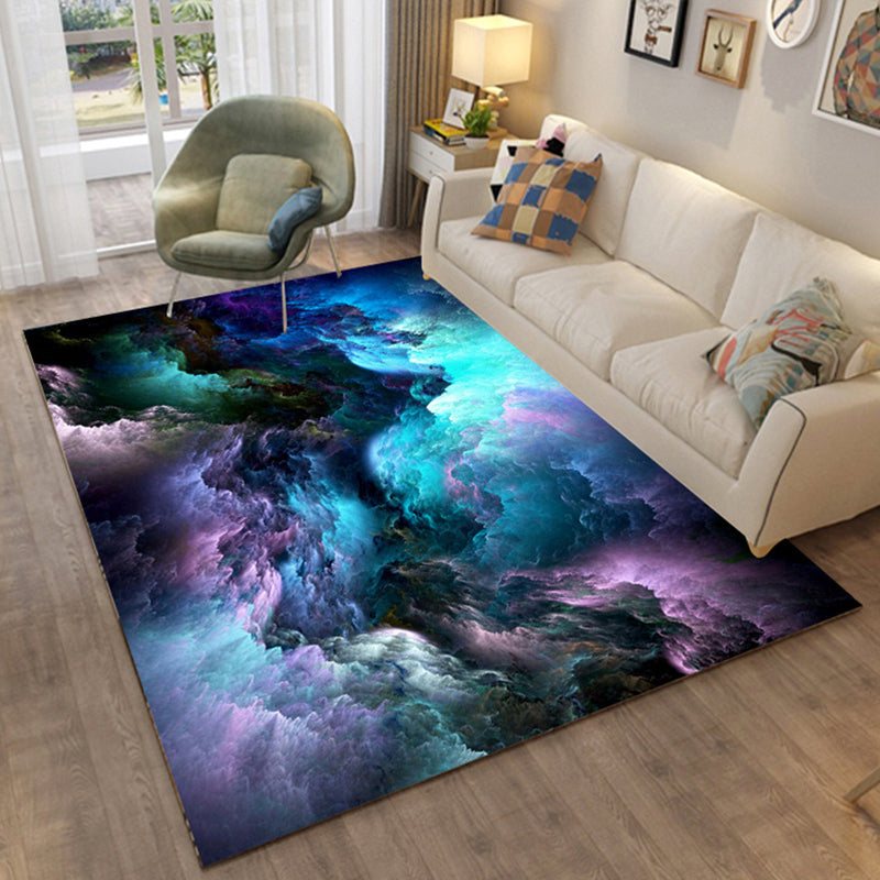 Sikunuo | Colorful Relaxation Area Rug Cotton Blend Cartoon Pattern Indoor Rug Machine Washable Non-Slip Rug for Décor