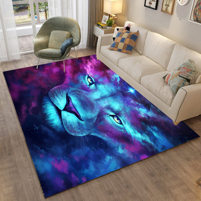 Sikunuo | Colorful Relaxation Area Rug Cotton Blend Cartoon Pattern Indoor Rug Machine Washable Non-Slip Rug for Décor