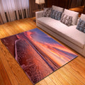 Sikunuo | Multicolor beach print rug made of polypropylene Trend rug with non-slip backing pet-friendly rug for living room