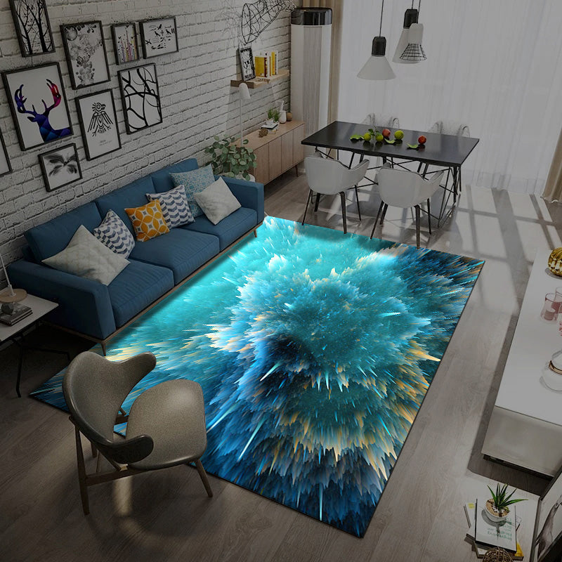 Sikunuo | Multicolored novelty rug synthetic starry sky area rug non-slip backing pet-friendly rug for the living room