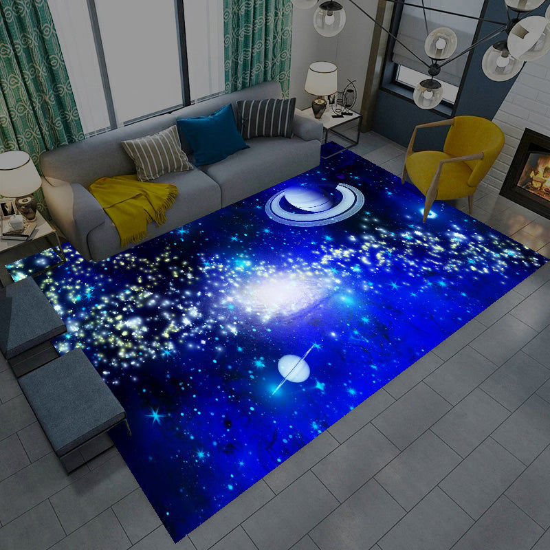 Sikunuo | Multicolored novelty rug synthetic starry sky area rug non-slip backing pet-friendly rug for the living room