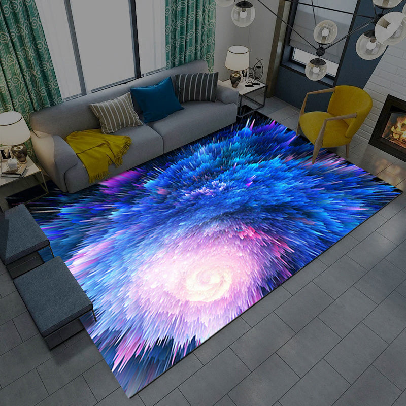 Sikunuo | Multicolored novelty rug synthetic starry sky area rug non-slip backing pet-friendly rug for the living room
