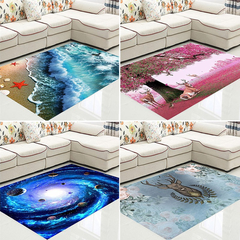 Sikunuo | Funky Kids Rug Multicolor 3D Patterned Polyester Rug Washable Pet Friendly Easy Care Rug