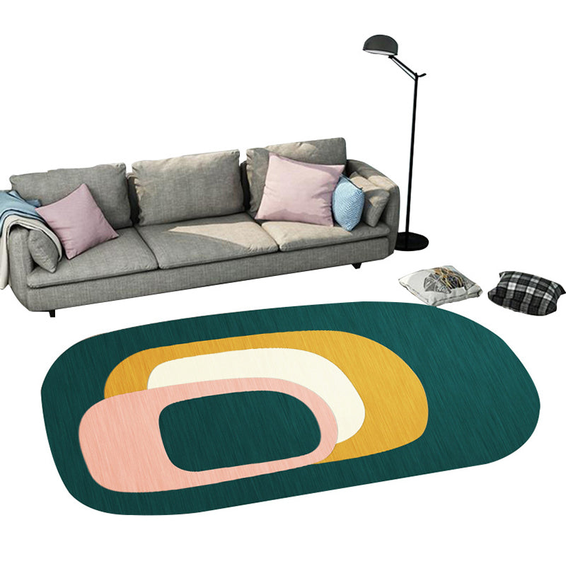 Sikunuo | Casual abstract print rug Multicolor Polyester rug Non-slip underside Stain-resistant rug for living room