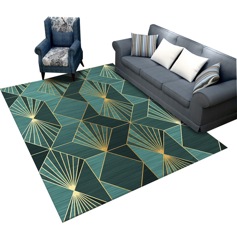 Sikunuo | Simple Color Block Rug Multicolored Synthetic Area Rug Non-Slip Back Washable Easy-Care Rug for the Living Room