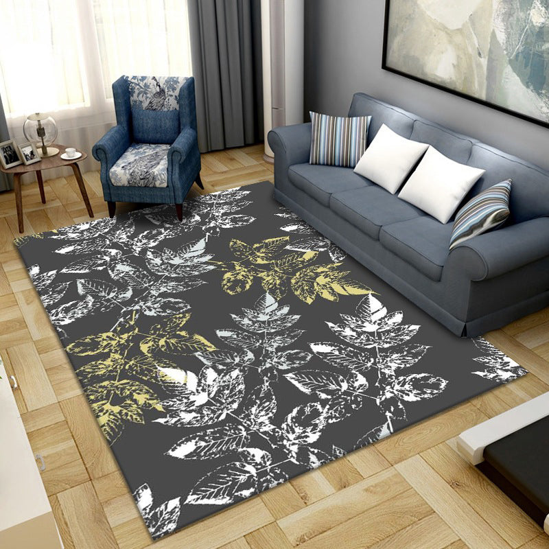 Sikunuo | Simple Color Block Rug Multicolored Synthetic Area Rug Non-Slip Back Washable Easy-Care Rug for the Living Room