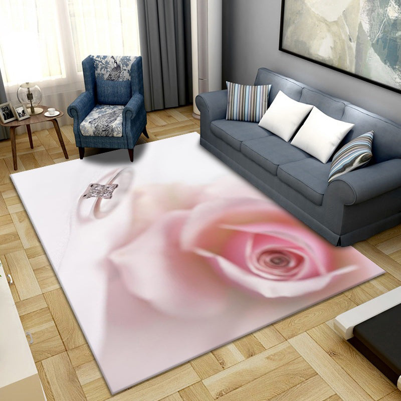 Sikunuo | Simple Color Block Rug Multicolored Synthetic Area Rug Non-Slip Back Washable Easy-Care Rug for the Living Room