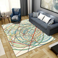 Sikunuo | Simple Color Block Rug Multicolored Synthetic Area Rug Non-Slip Back Washable Easy-Care Rug for the Living Room