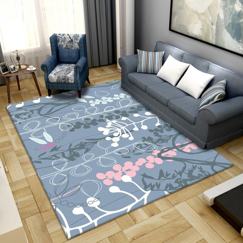 Sikunuo | Simple Color Block Rug Multicolored Synthetic Area Rug Non-Slip Back Washable Easy-Care Rug for the Living Room