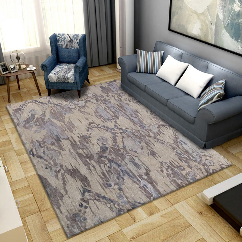 Sikunuo | Simple Color Block Rug Multicolored Synthetic Area Rug Non-Slip Back Washable Easy-Care Rug for the Living Room
