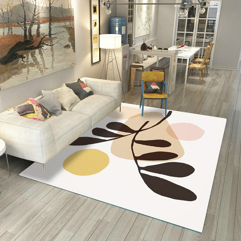 Sikunuo | Japanese Rug Polyester Color Broken Area Rug Non-Slip Washable Indoor Rug for Parlor